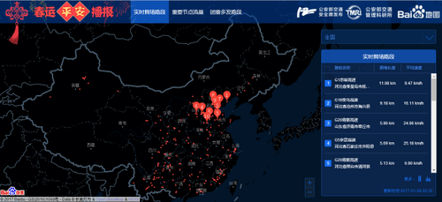 实时拥堵路段示意图
