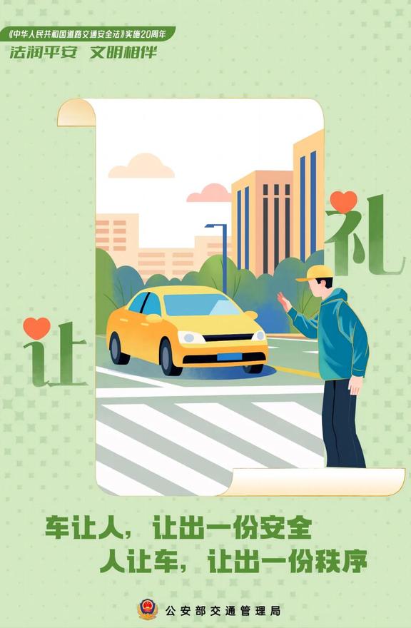 法润平安 文明相伴 《道路交通安全法》实施20周年主题海报